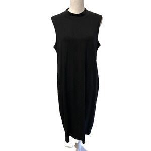Eileen Fisher Sleeveless T Shirt Dress Womens Large Black Midi Minimalist Basic